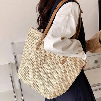 Minimalist Straw Woven Tote Bag