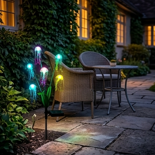 Multicolor Solar Powered Jellyfish LED Garden Stake Light -  Waterproof Outdoor Yard Patio Flower Bed Pathway Decor
