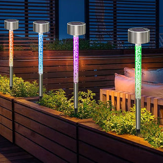 Multicolor Solar-Powered LED Bubble Stake Light