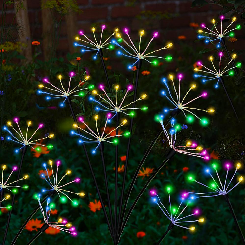 Multicolor Solar Powered Starburst Stake Light - Weatherproof Yard Lawn Flower Bed Patio Outdoor Holiday Decor Lighting