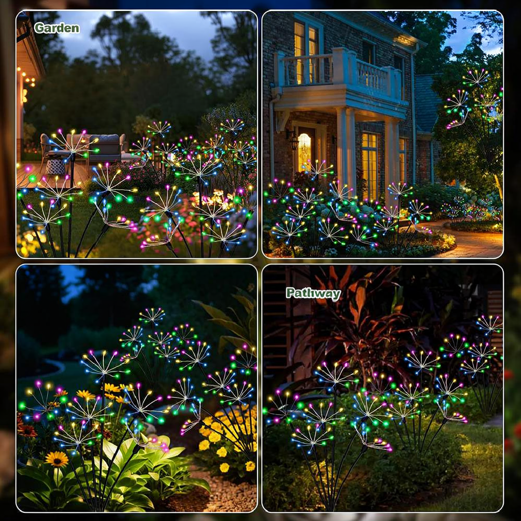 Multicolor Solar Powered Starburst Stake Light - Weatherproof Yard Lawn Flower Bed Patio Outdoor Holiday Decor Lighting