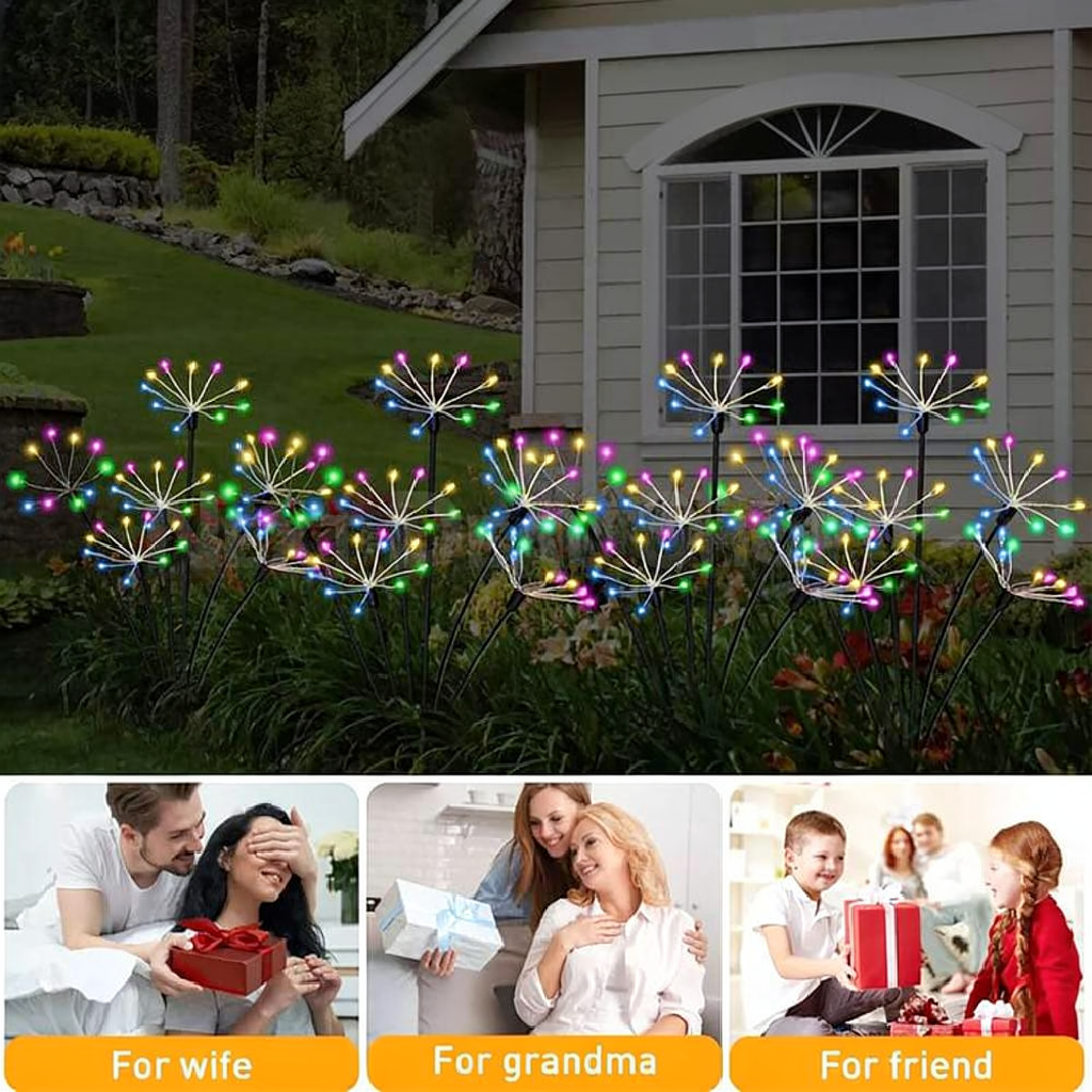 Multicolor Solar Powered Starburst Stake Light - Weatherproof Yard Lawn Flower Bed Patio Outdoor Holiday Decor Lighting