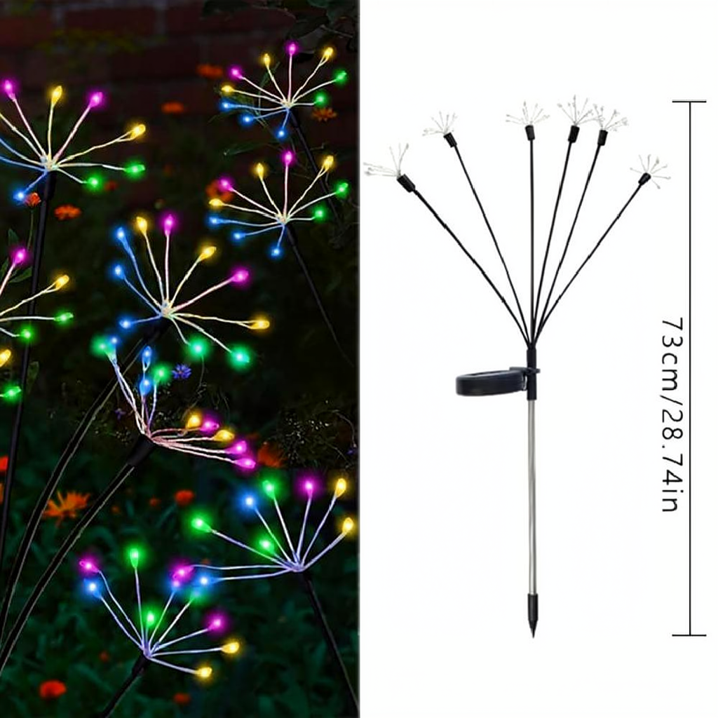 Multicolor Solar Powered Starburst Stake Light - Weatherproof Yard Lawn Flower Bed Patio Outdoor Holiday Decor Lighting