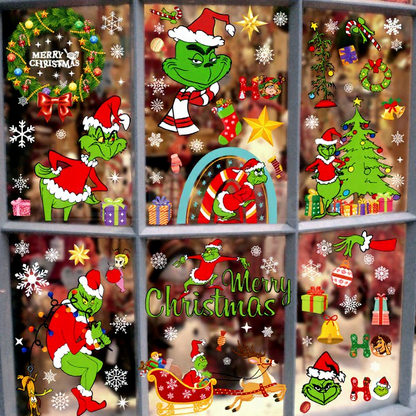 Naughty Christmas Static Window Clings - 8 Sheets, Holiday Window Decal