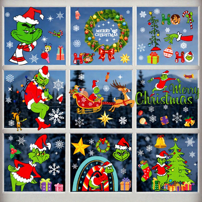 Naughty Christmas Static Window Clings - 8 Sheets, Holiday Window Decal