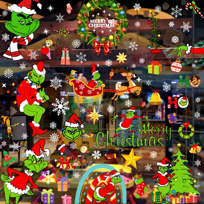 Naughty Christmas Static Window Clings - 8 Sheets, Holiday Window Decal