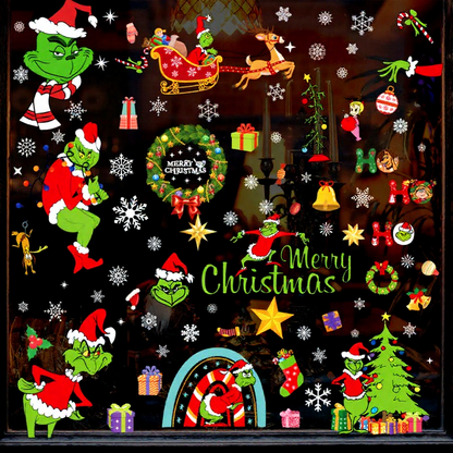 Naughty Christmas Static Window Clings - 8 Sheets, Holiday Window Decal