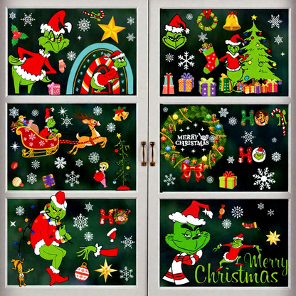Naughty Christmas Static Window Clings - 8 Sheets, Holiday Window Decal