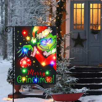 Naughty Solar Powered Led Christmas Garden Flag