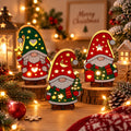 Adorable Christmas Wooden Gnome with LED Lights - Set of 3, Tabletop Holiday Home Mantel Shelf Decoration