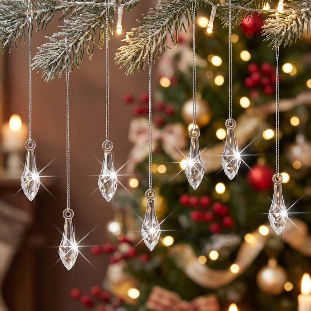 Christmas Teardrop Icicle Hanging Ornaments -  48 Pack, Xmas Tree Holiday Party Home Decorations