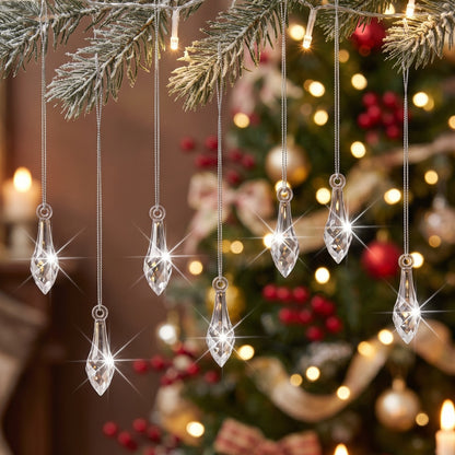 Christmas Teardrop Icicle Hanging Ornaments -  48 Pack, Xmas Tree Holiday Party Home Decorations