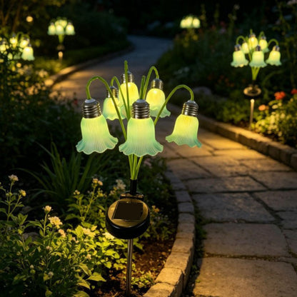 Solar Powered Bell Flower Garden Stake Light - Waterproof Outdoor Yard Lawn Flower Bed Landscape Decor