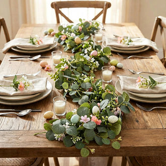 Pastel Easter‑Egg & Eucalyptus Garland ‑ 5.58 ft, Mantel & Door Spring Holiday Decor