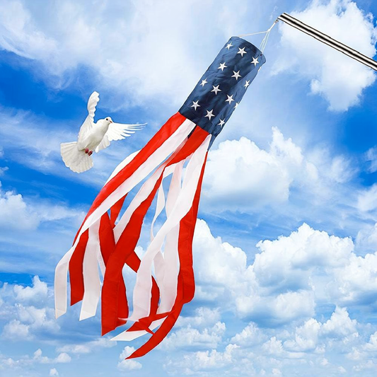 Patriotic American Flag Windsock - Home Yard Porch Patio Outdoor Decor