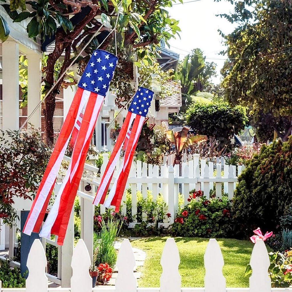 Patriotic American Flag Windsock - Home Yard Porch Patio Outdoor Decor
