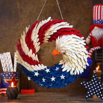 Patriotic Wooden Bald Eagle Door Wreath