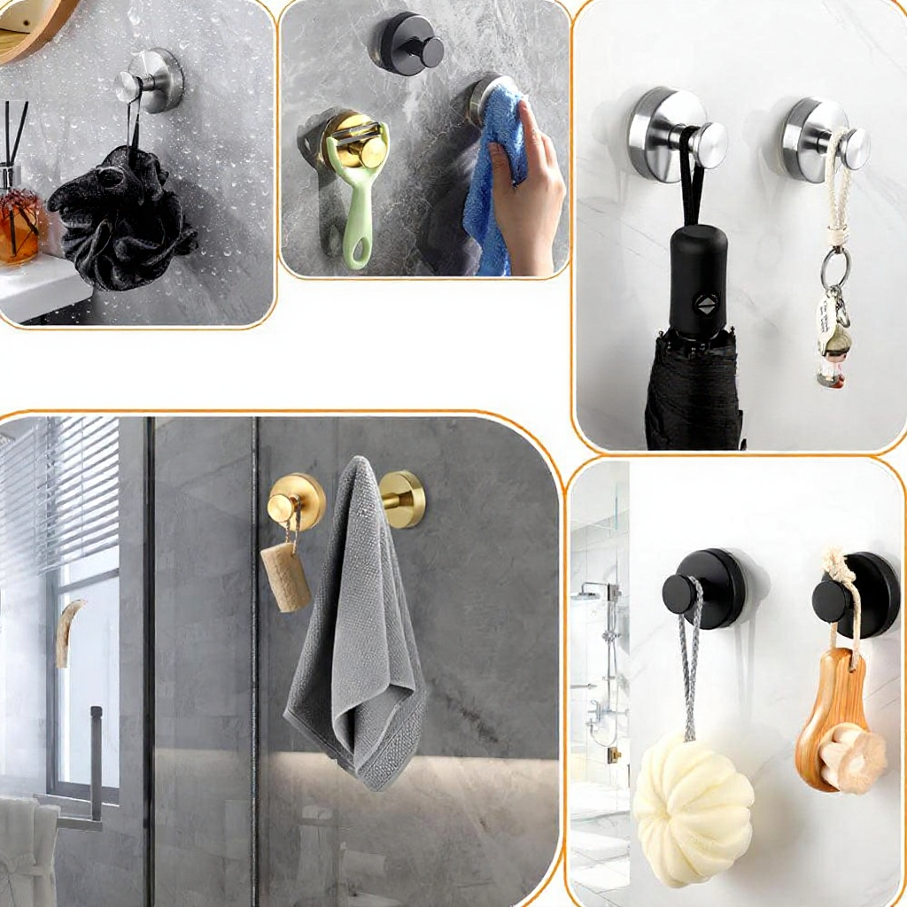Practical Rust-Resistant Drill-Free Stainless Steel Suction Cup Hooks - 2 Pack, Bathroom Hanging Hardware