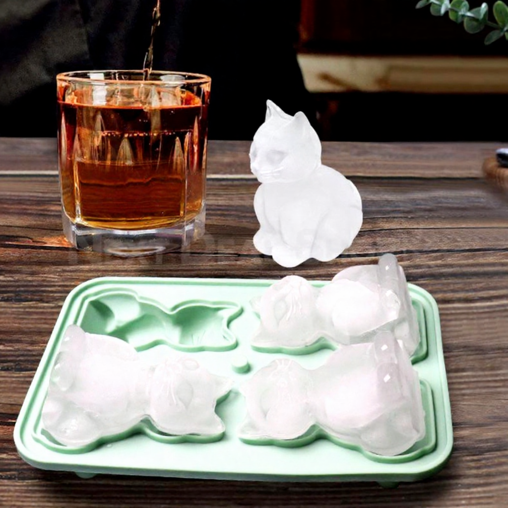 Practical Silicone 3D Cat Ice Cube Mold - Household Kitchen Drink Making Accessory