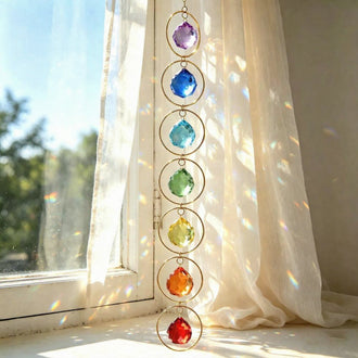 Rainbow‑Chakra Crystal Suncatcher ‑ Window & Porch Hanging Decor