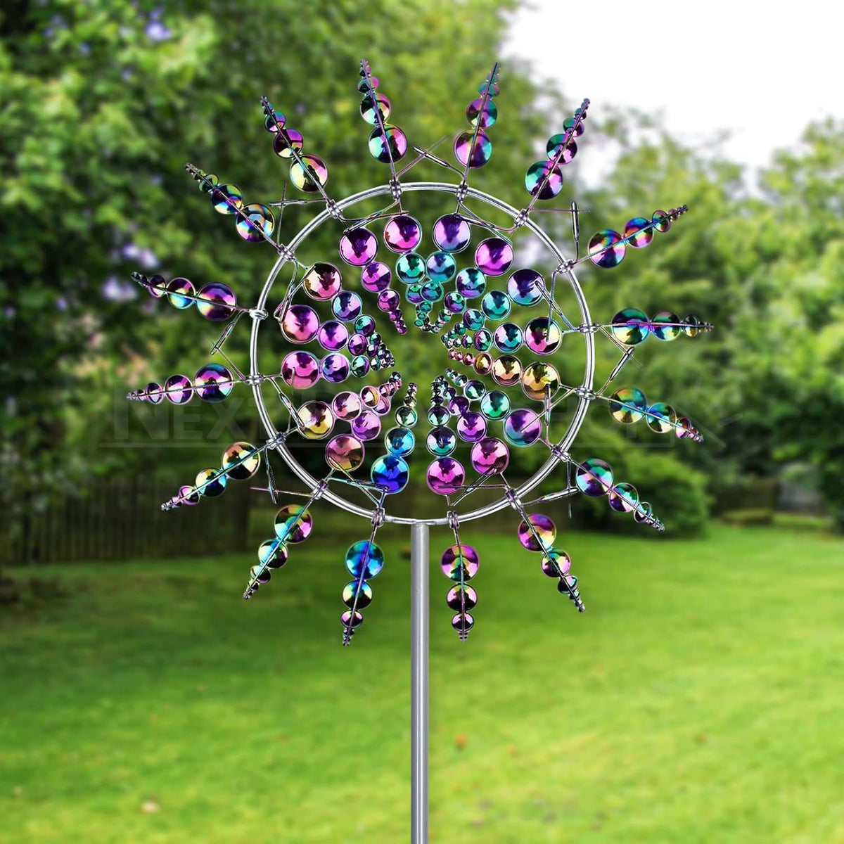 Rainbow Kinetic Metal Wind Spinner-View 1-Next Deal Shop