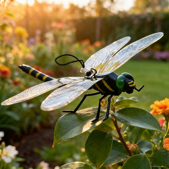 Realistic Nature 3D Waterproof Artificial Dragonfly Bug Repellent - 4-Pack, 5.4-Inch, Outdoor Garden Decor
