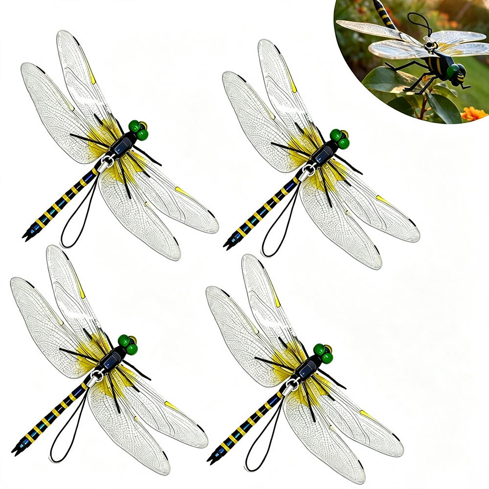 Realistic Nature 3D Waterproof Artificial Dragonfly Bug Repellent - 4-Pack, 5.4-Inch, Outdoor Garden Decor-View 3-Next Deal Shop