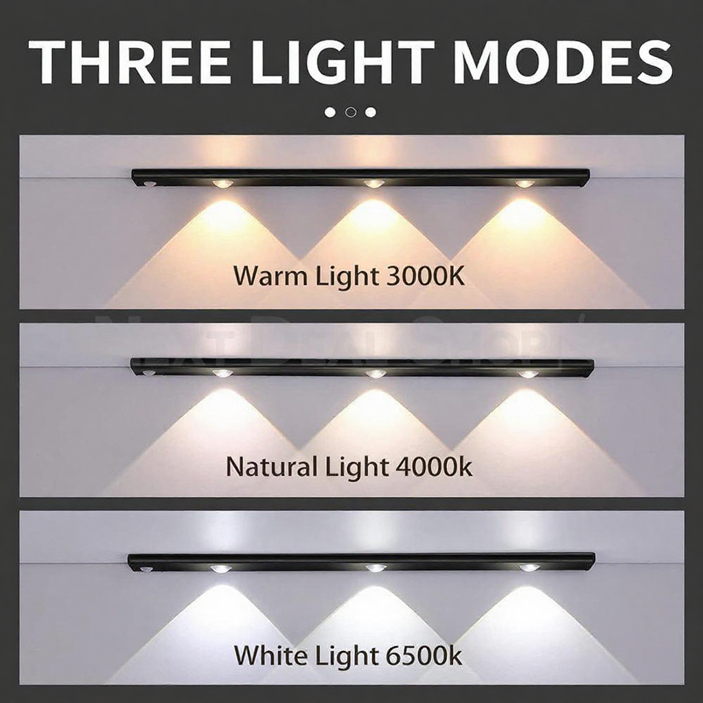 Rechargeable Motion Sensor LED Under Cabinet Light - Versatile Indoor Kitchen Closet Shelf Home Lighting