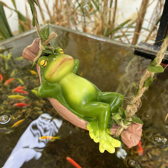 Relaxing Frog on Hammock Garden Decor