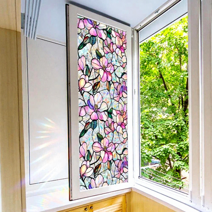Retro Style Floral Window Privacy Film - Decorative Home Window Accessory