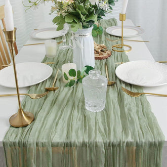 Rustic Crinkled Cheesecloth Table Runner