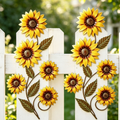 Rustic Farmhouse Painted Metal Sunflower Wall Decor - Set of 2 (11.8-Inch), Patio & Fence Decor