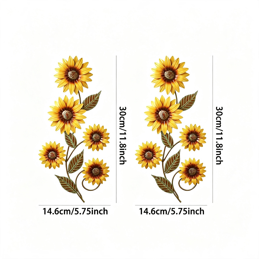 Rustic Farmhouse Painted Metal Sunflower Wall Sculptures - Set of 2 (11.8-Inch), Patio & Fence Decor-View 4-Next Deal Shop