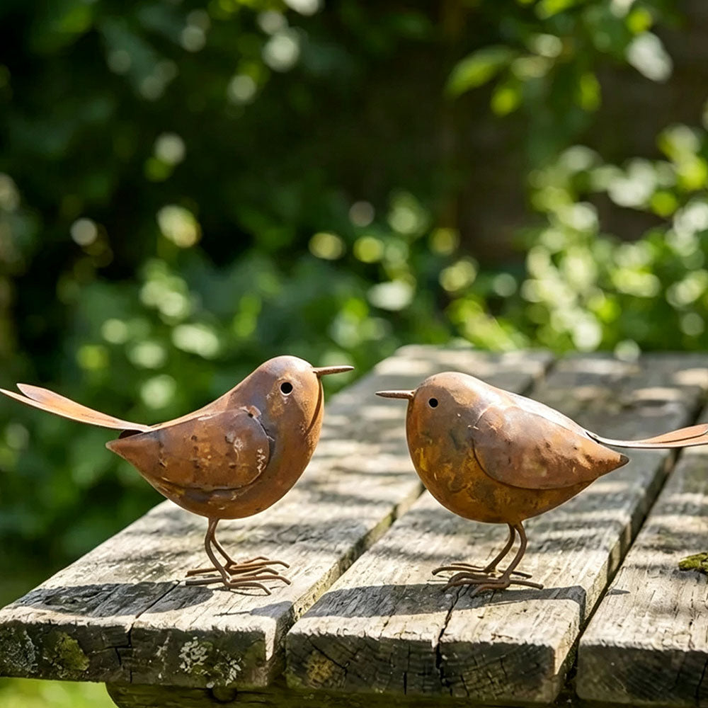 Set of 2 Rustic Metal Bird Garden Yard Art Decor-View 1-Next Deal Shop