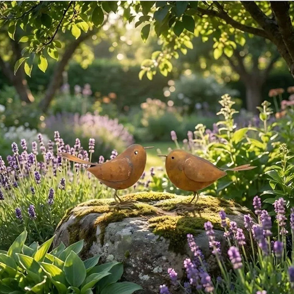 Set of 2 Rustic Metal Bird Garden Yard Art Decor-View 3-Next Deal Shop