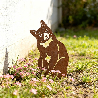Rustic Metal Cat Silhouette Garden Stake - 11.8-Inch Tall, Yard & Walkway Decor-View 3-Next Deal Shop