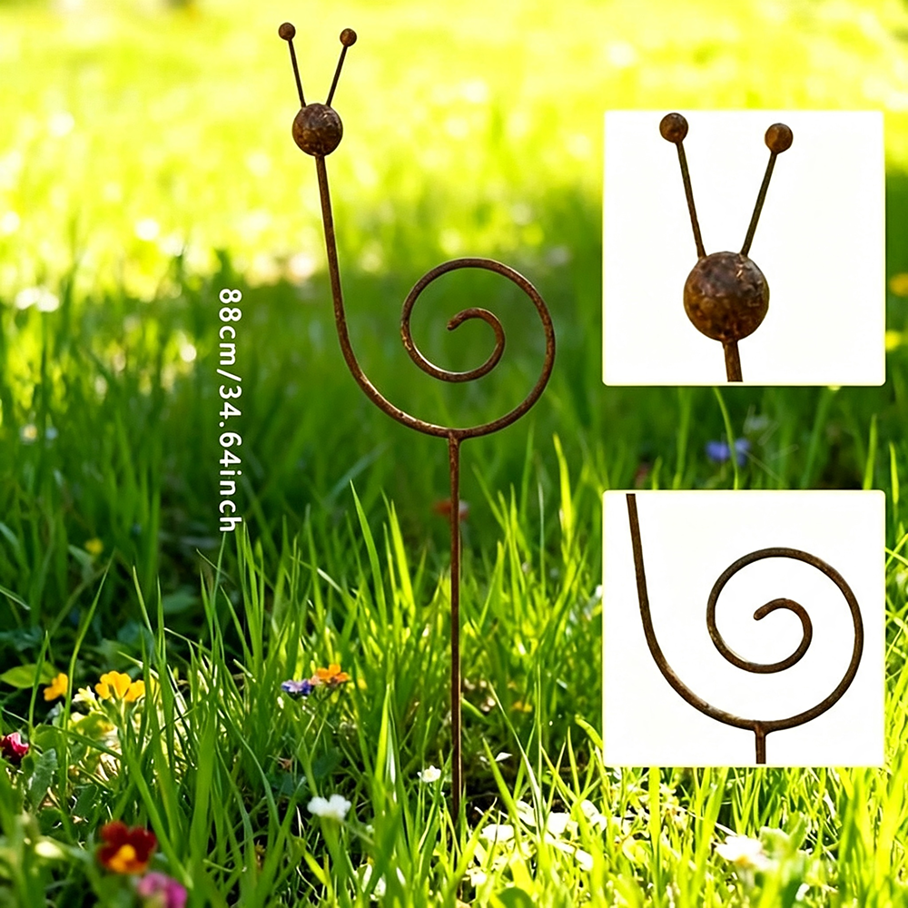 Rustic Metal Snail Garden Stake - Flower Bed Yard Art-View 4-Next Deal Shop