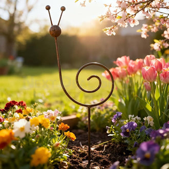 Rustic Metal Snail Garden Stake Yard Art Decor