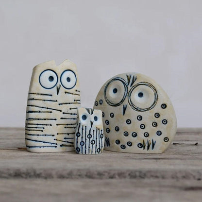 Rustic Resin Owl Family Figurine - Set of 3, Outdoor Garden Lawn Yard Decor