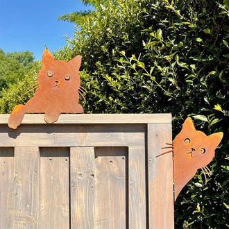 Rusty Metal Cat Silhouette Garden Decor