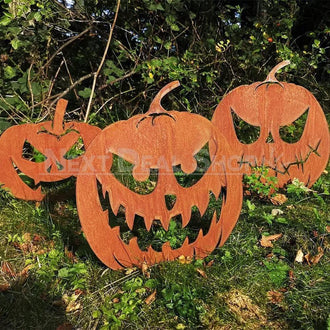 Rusty Metal Halloween Pumpkin Yard Stake