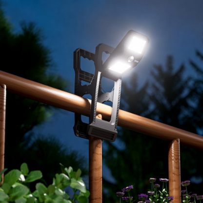 Solar Powered Motion Sensor Clip‑On LED Outdoor Fence Light - Waterproof Security Fence Lamp for Patio Porch Garden Yard