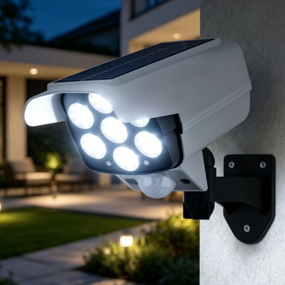 Solar Powered Motion Sensor Security Camera Style LED Wall Light - Waterproof Outdoor Wall Lamp for Patio Garden Yard Home Decor Lighting