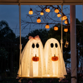 Adorable Glowing Swinging Ghosts with Pumpkin Hanging Decor - Halloween Porch Yard Tree Holiday Party Spooky Decor Lighting