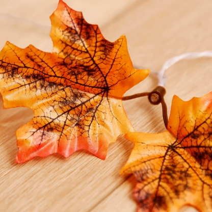 USB Powered Warm White LED Maple Leaf LED String Lights - 9.84 ft, 20 LED, Thanksgiving Halloween Home Mantel Table Holiday Party Decor Lighting