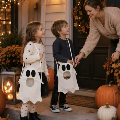 Handmade Halloween Trick‑or‑Treat Ghost Candy Bag - Kids Reusable Ghost Candy Pouch