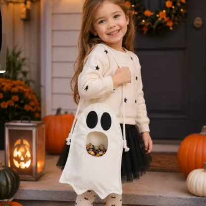 Handmade Halloween Trick‑or‑Treat Ghost Candy Bag - Kids Reusable Ghost Candy Pouch