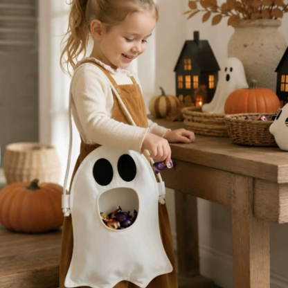 Handmade Halloween Trick‑or‑Treat Ghost Candy Bag - Kids Reusable Ghost Candy Pouch