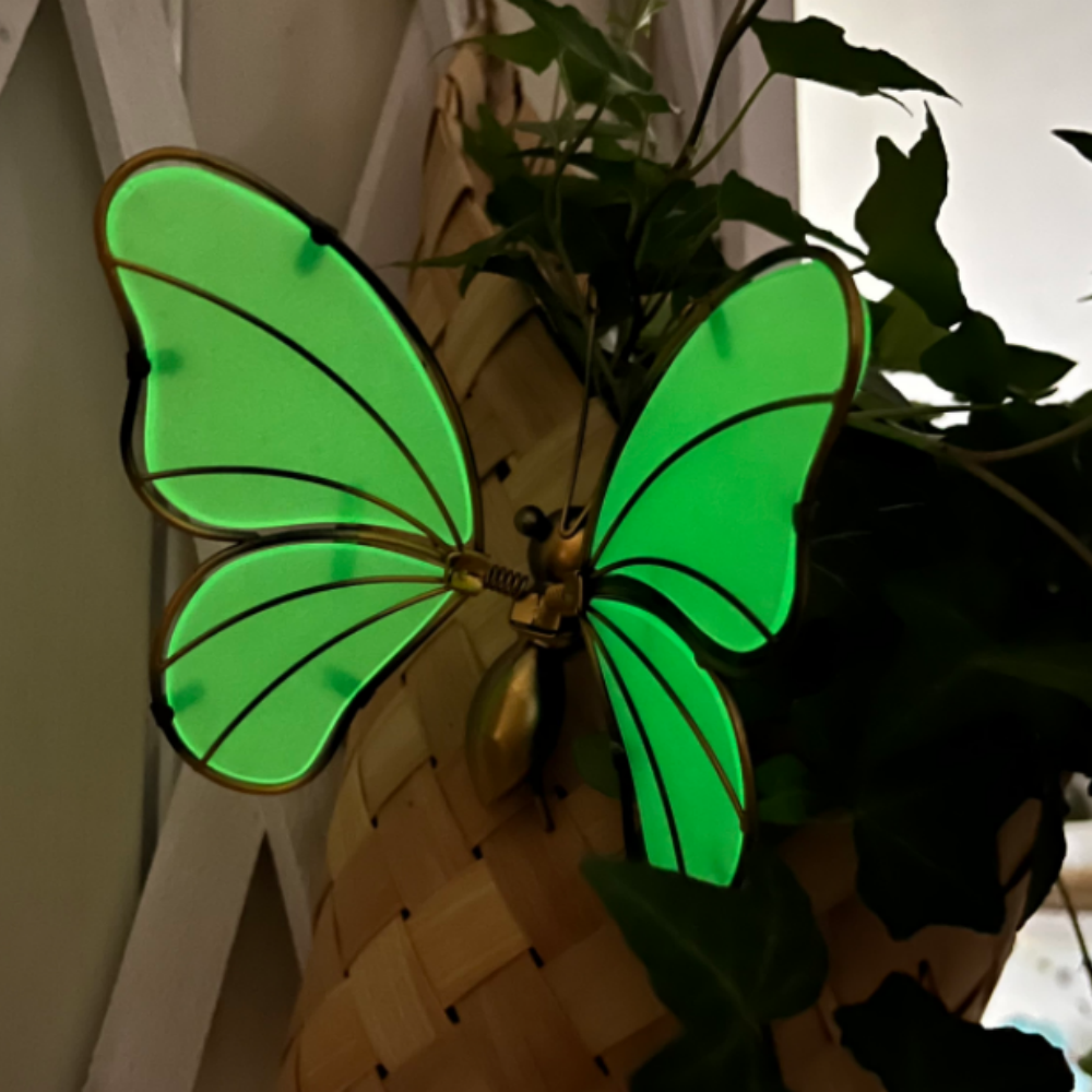 Glow in the Dark Green Butterfly Pot Hugger - Garden Yard Planter Edge Decor
