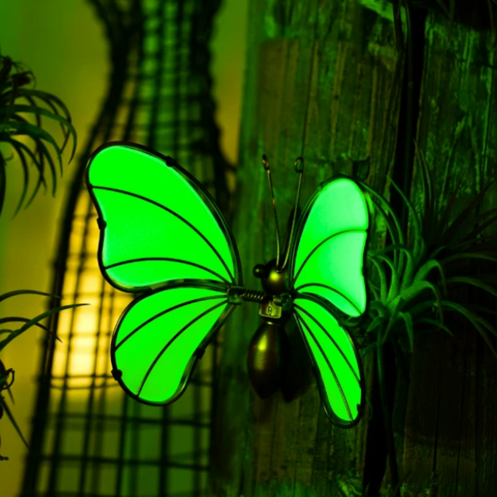 Glow in the Dark Green Butterfly Pot Hugger - Garden Yard Planter Edge Decor